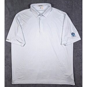 Straight Down Polo Shirt Mens XXL White Blue Diamond Golf UPF 50 Stretch